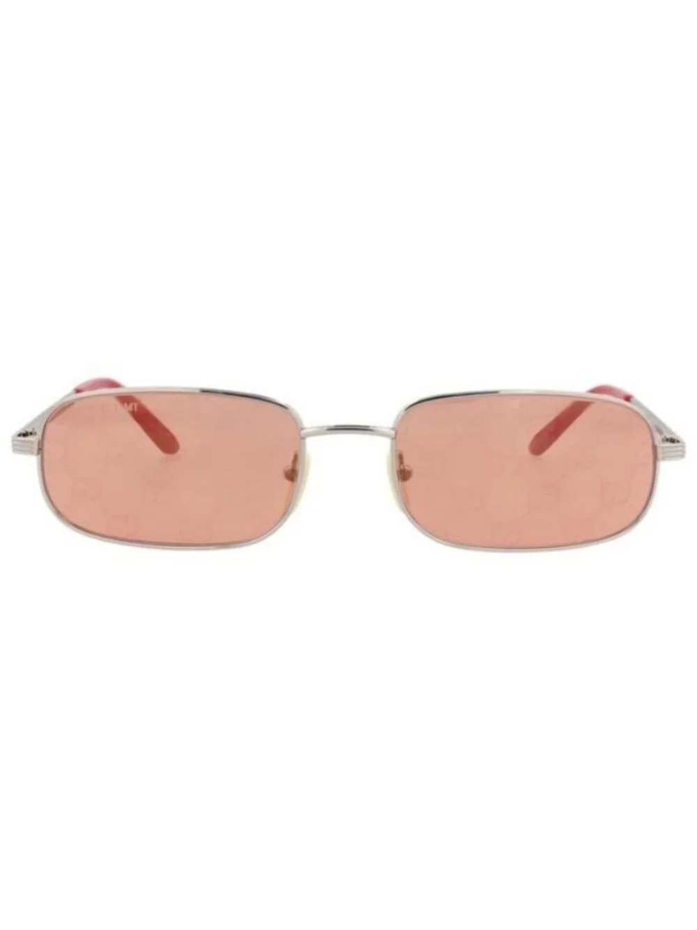 New Gucci Mens Square/Rectangle Silver Silver Red Fashion Designer Sunglasses